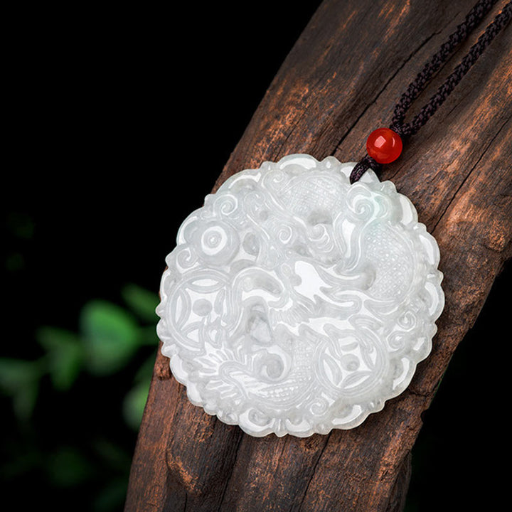Buddha Stones White Jade Dragon Protection Necklace String Pendant - image 4