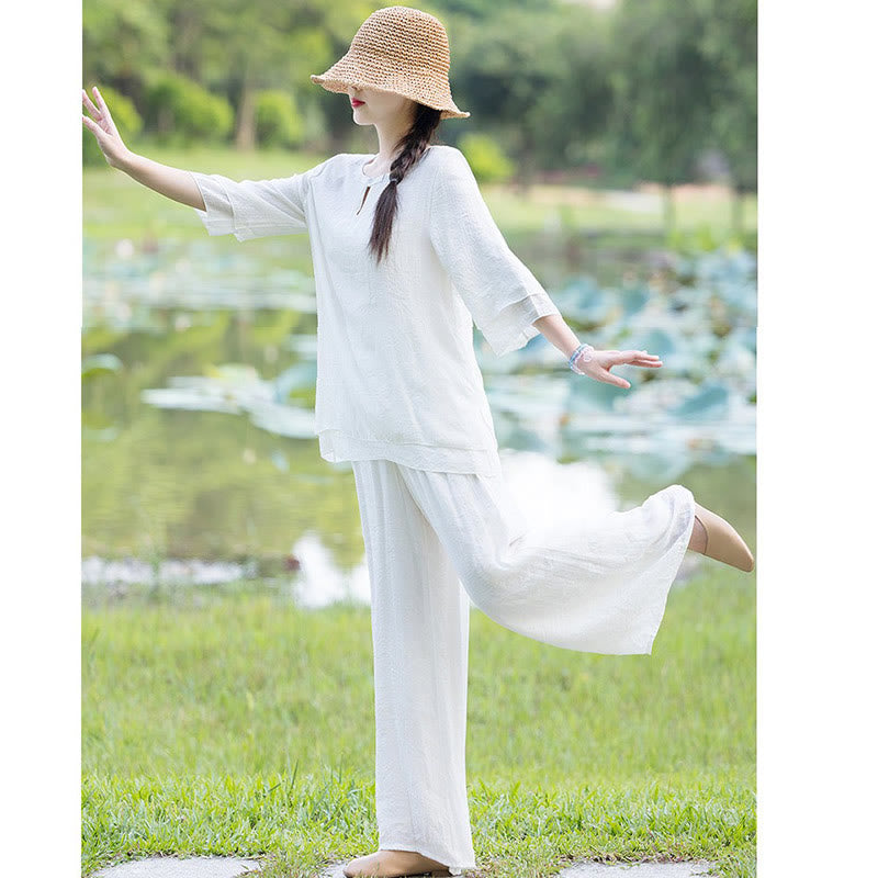 Tai Chi Meditation Prayer Zen Spiritual Morning Practice Clothing Women's Set - image 13
