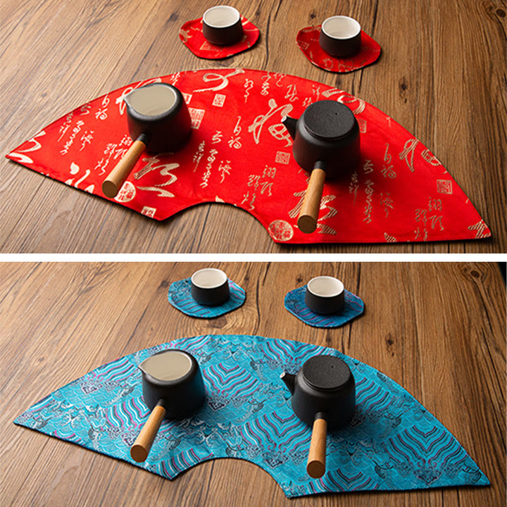 Buddha Stones Vintage Sea Wave Bamboo Plum Blossom Embroidered Cup Mat Pad Tea Cup Coaster Kung Fu Tea Mat - image 9