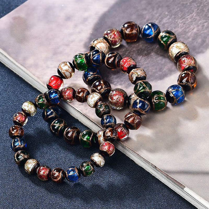 Buddha Stones Colorful Liuli Glass Bead Luck Bracelet - image 2
