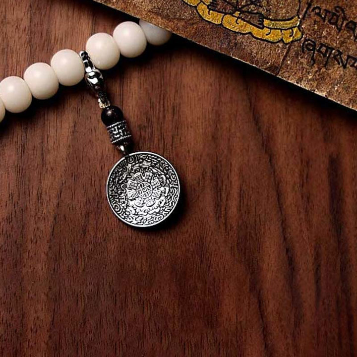 Buddha Stones Tibet 108 Mala Beads Bodhi Seed Bagua Vajra Dzi Bead Gray Agate Wealth Bracelet - image 4