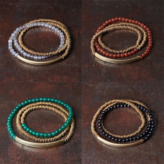Buddha Stones Tibetan Various Agate Stone Copper Protection Triple Wrap Bracelet - image 16