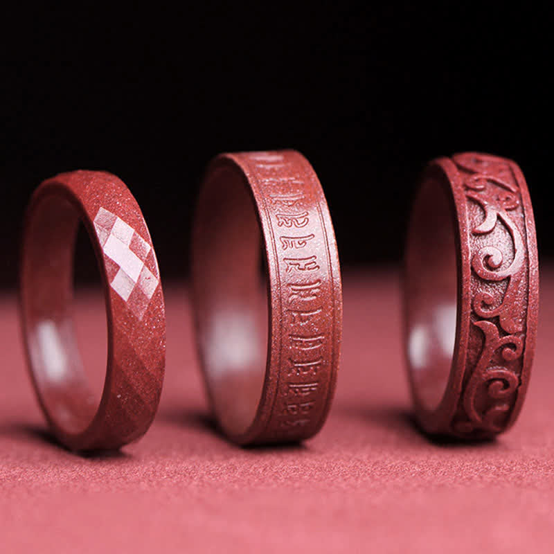 Buddha Stones Cinnabar Om Mani Padme Hum Auspicious Clouds Blessing Ring - image 10