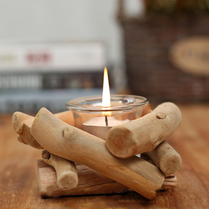 Buddha Stones Wood Candlestick Home Candle Holder Decoration - image 9