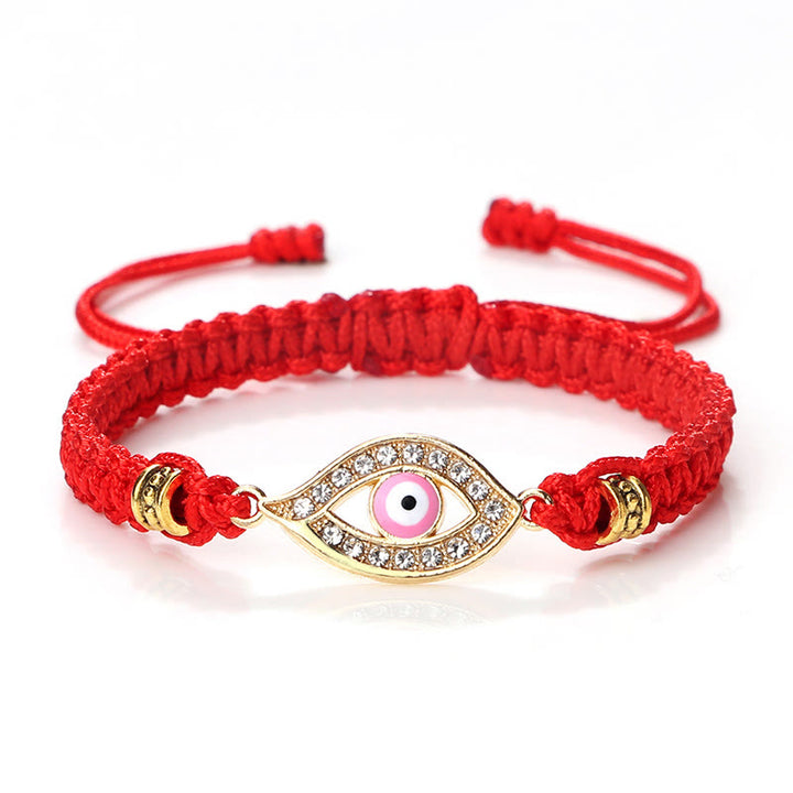 Buddha Stones Evil Eye Keep Away Evil Spirits String Bracelet - Red Pink Evil Eye - Gold Border - image 68