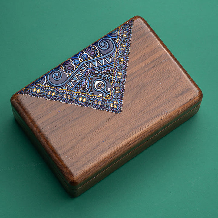 Vintage Handmade Black Walnut Wood Jewelry Storage Box With Mirror - image 16