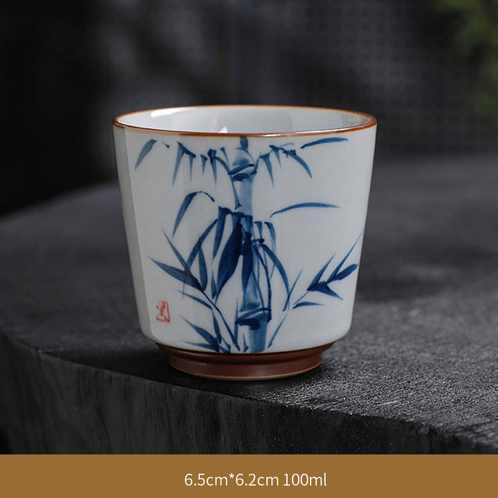 Buddha Stones Lotus Flower Leaf Bamboo Ceramic Teacup Kung Fu Tea Cups - Bamboo - 6.5cm*6.2cm*100ml - image 24