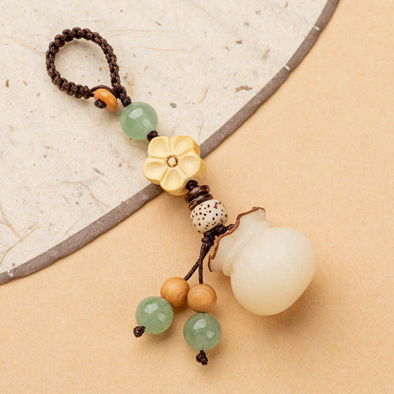 Buddha Stones Natural Bodhi Seed Money Bag Flower Blessing Prosperity Keychain - image 5