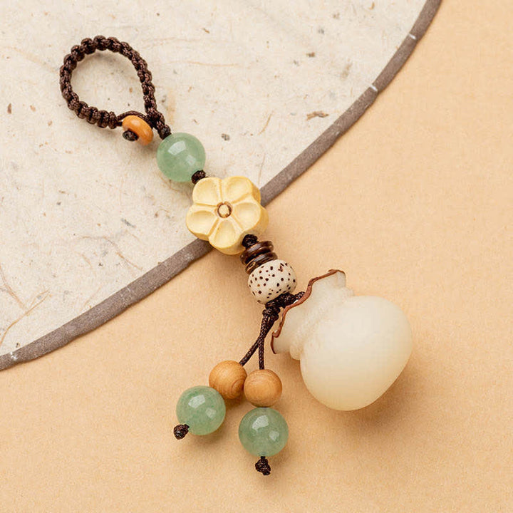 Buddha Stones Natural Bodhi Seed Money Bag Flower Blessing Prosperity Keychain - image 5