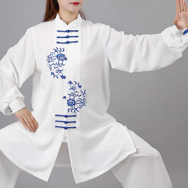 Buddha Stones Flower Embroidery Meditation Prayer Spiritual Zen Tai Chi Qigong Practice Unisex Clothing Set - image 10