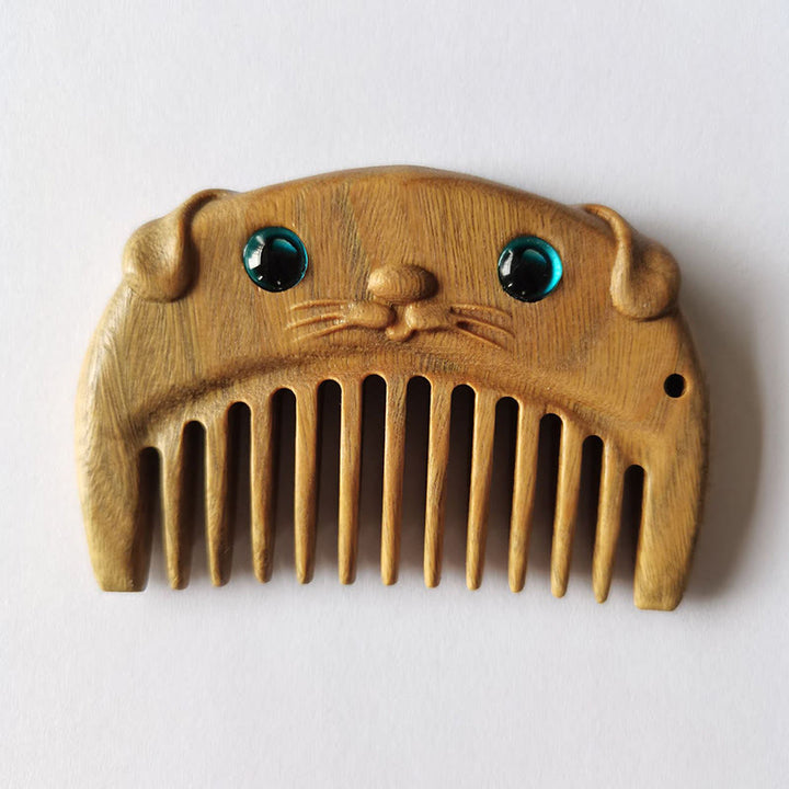 Chinese Zodiac Green Sandalwood Peace Mini Portable Comb - Green Sandalwood - Dog - image 31