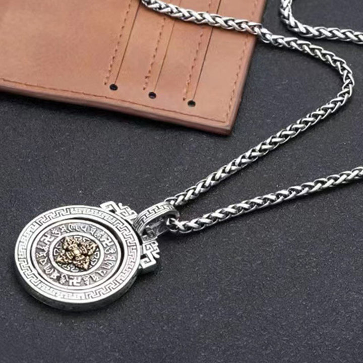 Buddha Stones Tibetan Om Mani Padme Hum Double Dorje Vajra Rotatable Purity Peace Necklace Pendant - image 12