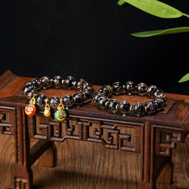 Buddha Stones Gold Swallowing Beast Family Charm Luminous Fluorescent Liuli Glass Bead Success Bracelet - image 24