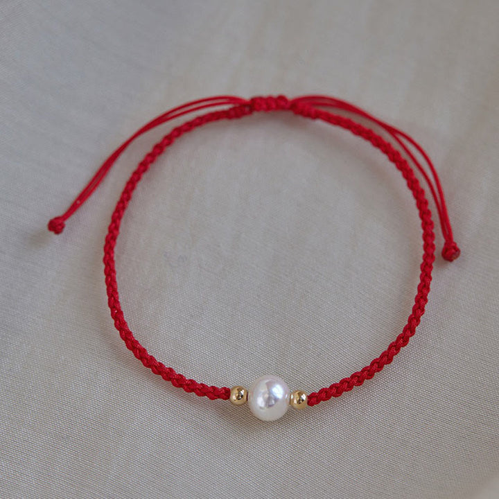 Buddha Stones Natural Pearl Bead Luck Braid String Bracelet - image 7