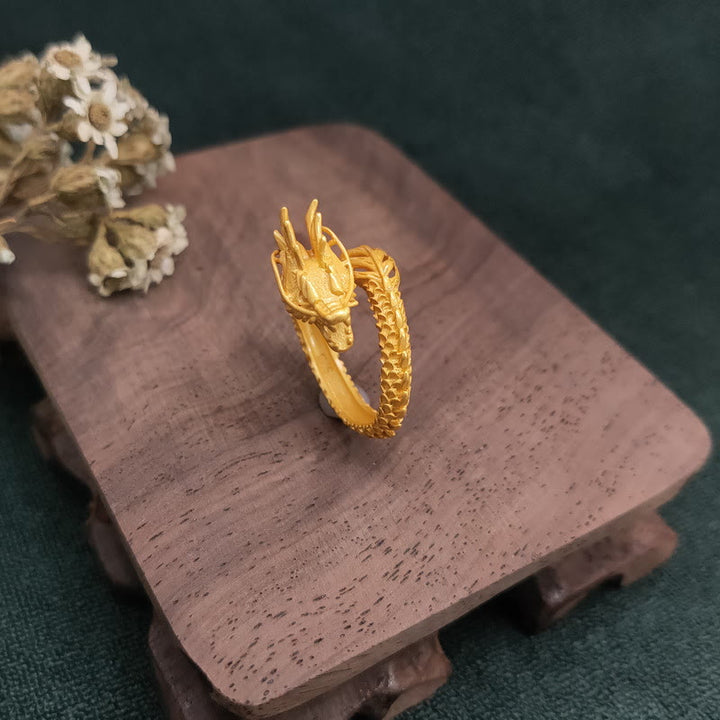 Buddha Stones Golden Dragon Success Strength Ring - image 2