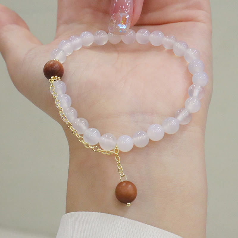 Buddha Stones Sandalwood Cat's Eye Fu Character Charm Protection Bracelet - image 10