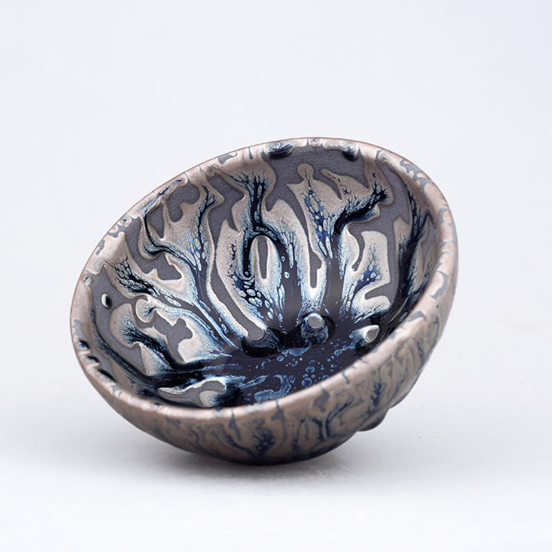Buddha Stones Handmade Tea Tree Design Chinese Jianzhan Ceramic Teacup Kung Fu Tea Cup - 8.5cm*4.3cm - image 0