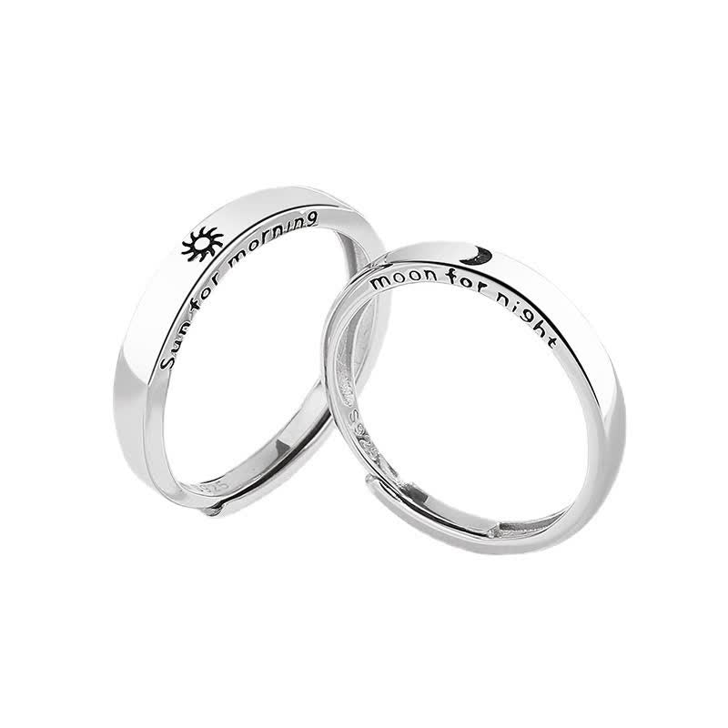 Buddha Stones 925 Sterling Silver Sun Moon Protection Adjustable Couple Ring - image 7