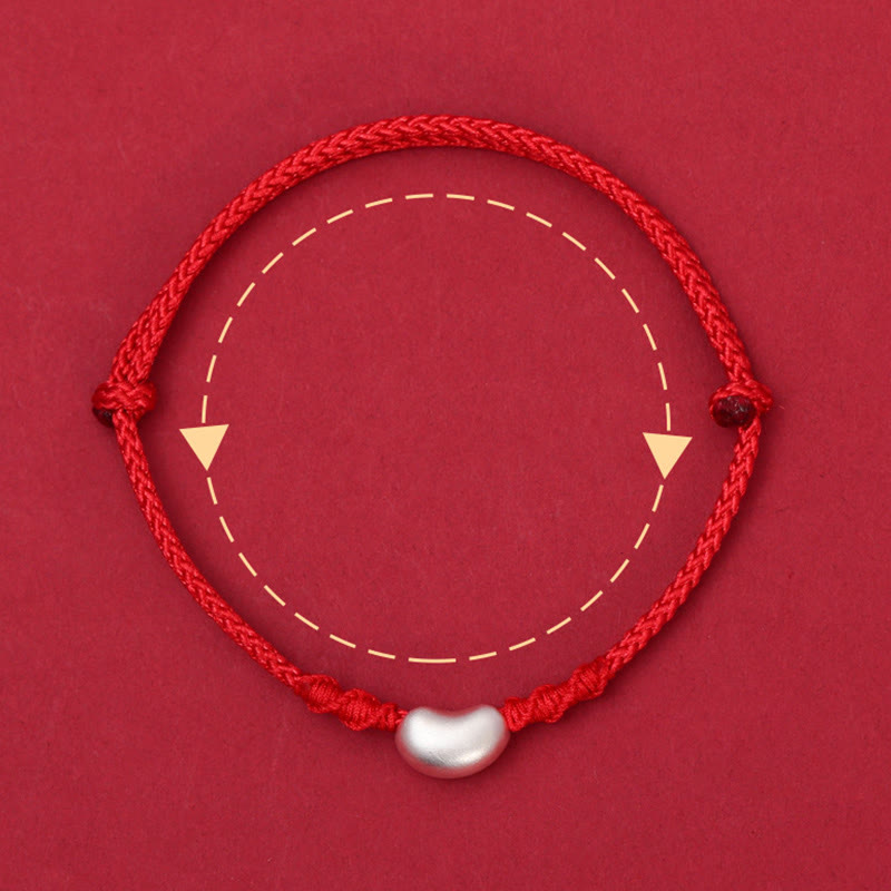 Buddha Stones 999 Sterling Silver Bean Design Luck Connection Handmade Braided Bracelet - image 7