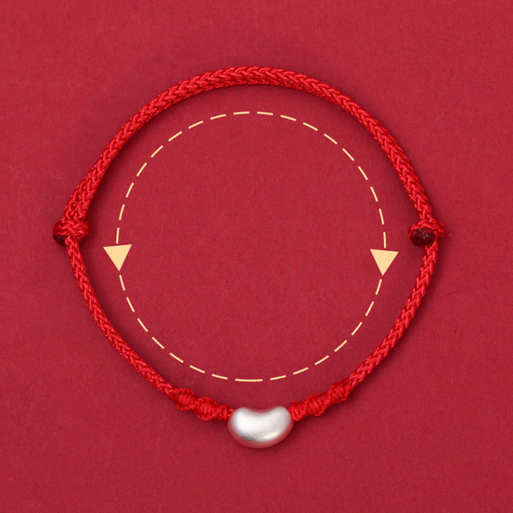 Buddha Stones 999 Sterling Silver Bean Design Luck Connection Handmade Braided Bracelet - image 7