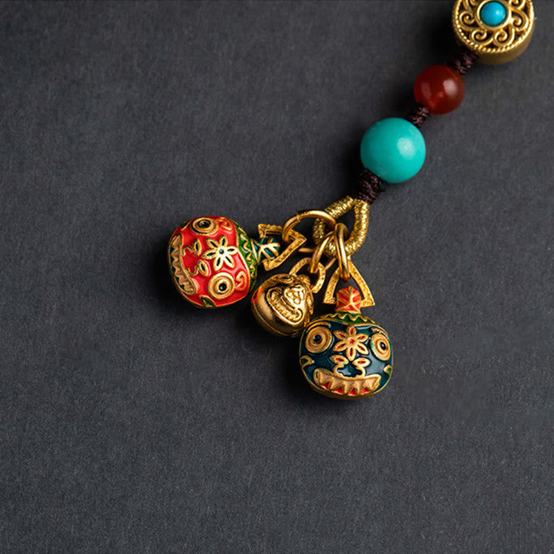 Buddha Stones Gold Swallowing Beast Family Luck Car Key Chain Phone Hanging Decoration - image 2