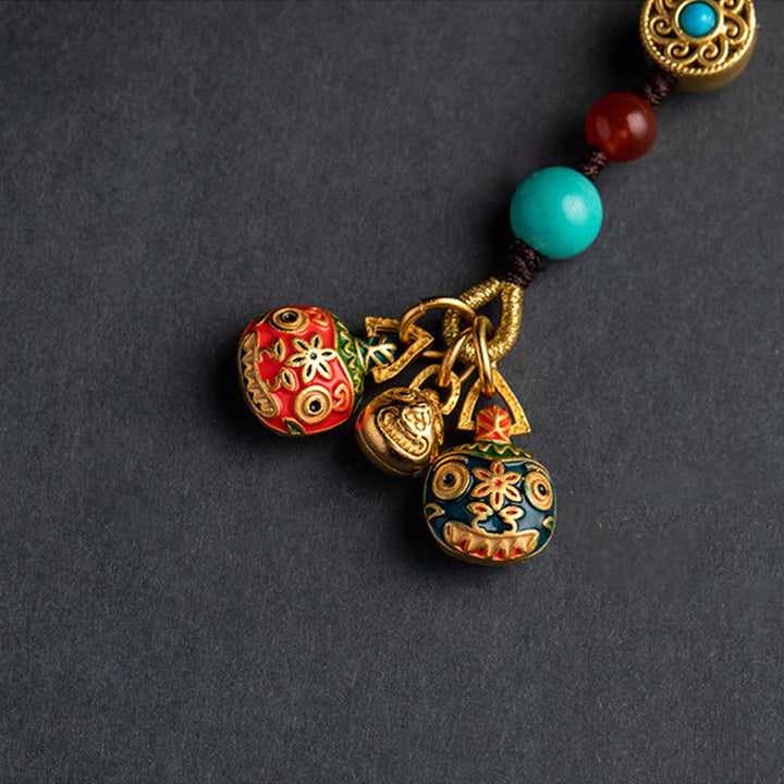 Buddha Stones Gold Swallowing Beast Family Luck Car Key Chain Phone Hanging Decoration - image 2