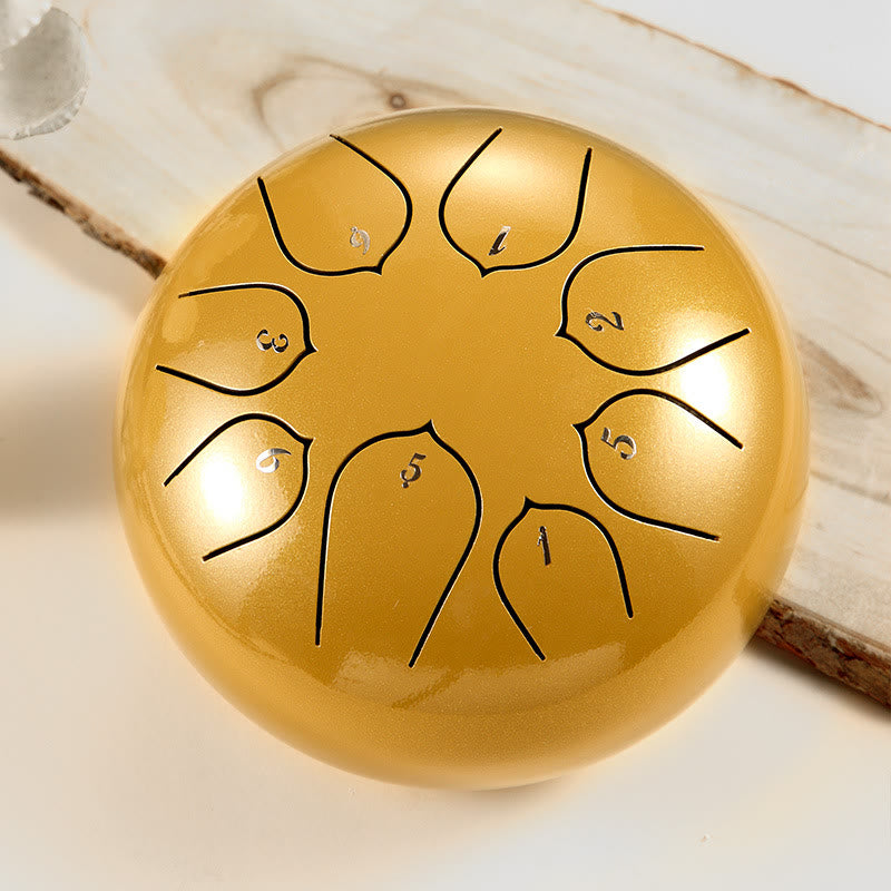 Buddha Stones Steel Tongue Drum Sound Healing Meditation Lotus Pattern Drum Kit 8 Note 6 Inch Percussion Instrument - Yellow - image 18