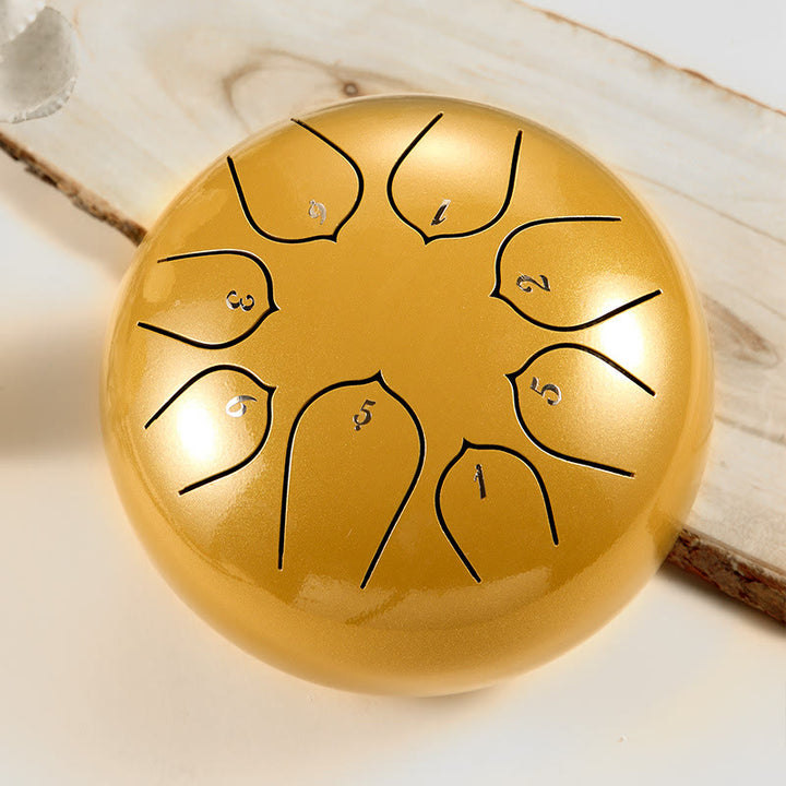 Buddha Stones Steel Tongue Drum Sound Healing Meditation Lotus Pattern Drum Kit 8 Note 6 Inch Percussion Instrument - Yellow - image 18