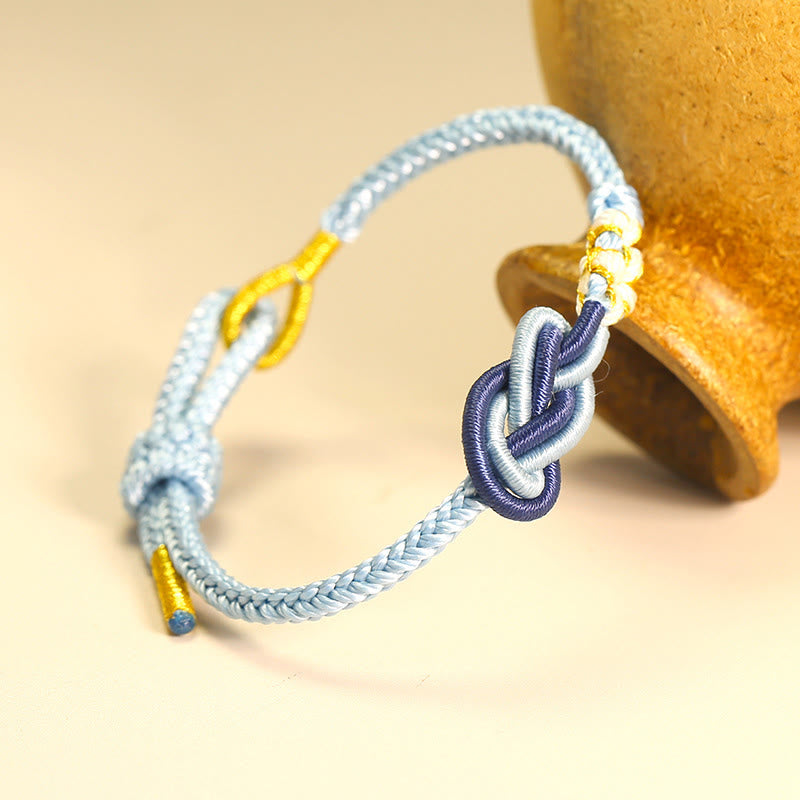 Buddha Stones Handcrafted Eight Thread Peace Knot Peach Blossom Knot Luck Connection Bracelet - image 8