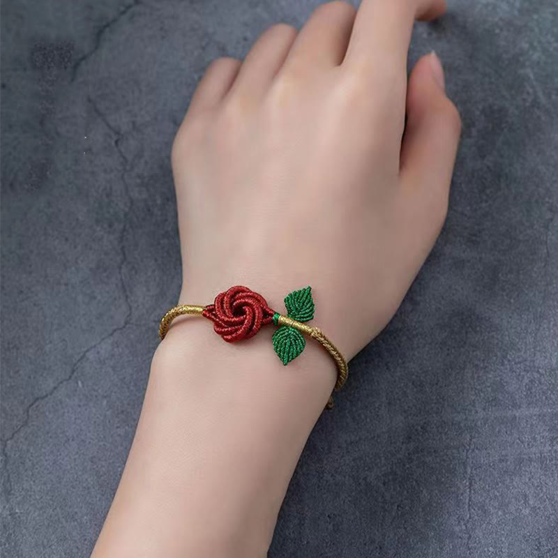 Buddha Stones Rose Flower Rope Eight Thread Peace Knot Luck Handmade Bracelet - image 12