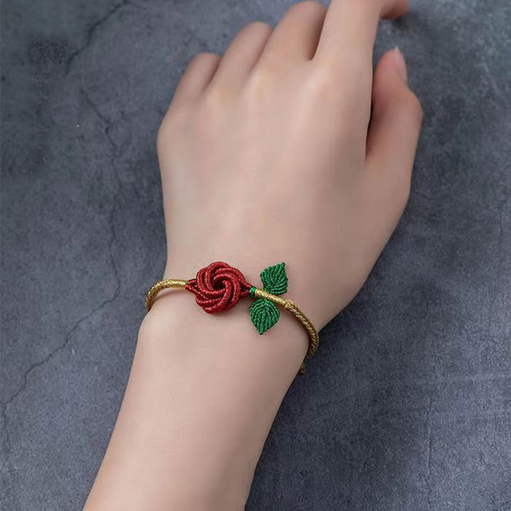 Buddha Stones Rose Flower Rope Eight Thread Peace Knot Luck Handmade Bracelet - image 12