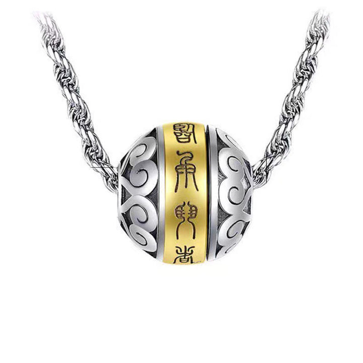 Buddha Stones Taoist Nine-Character Mantra Engraved Amulet Balance Necklace Rotatable Pendant - image 2