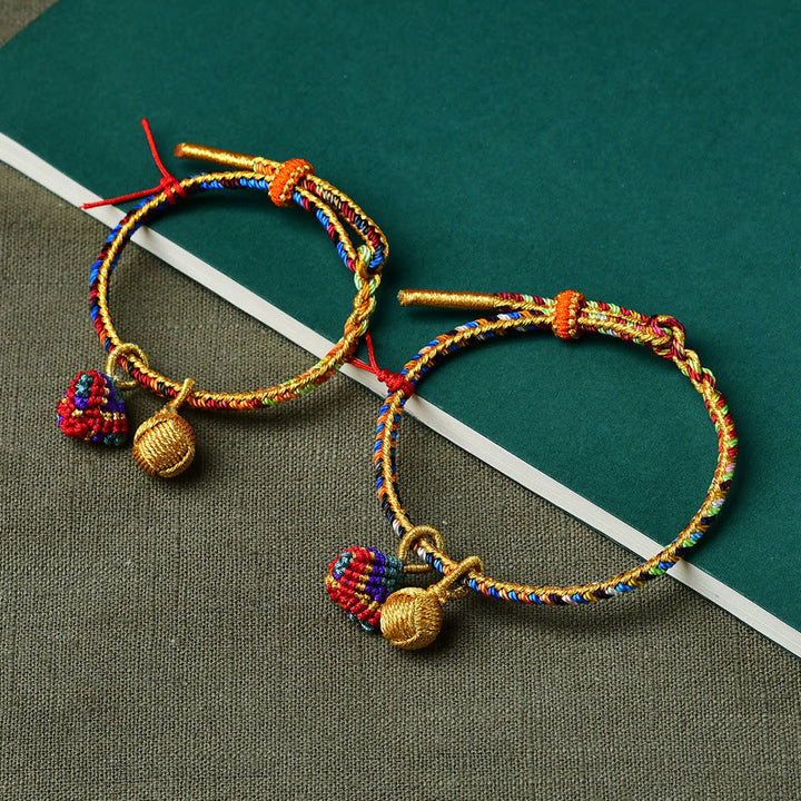 Buddha Stones Colorful Rope Luck Handmade Zongzi Golden Ball Charm Bracelet - image 10