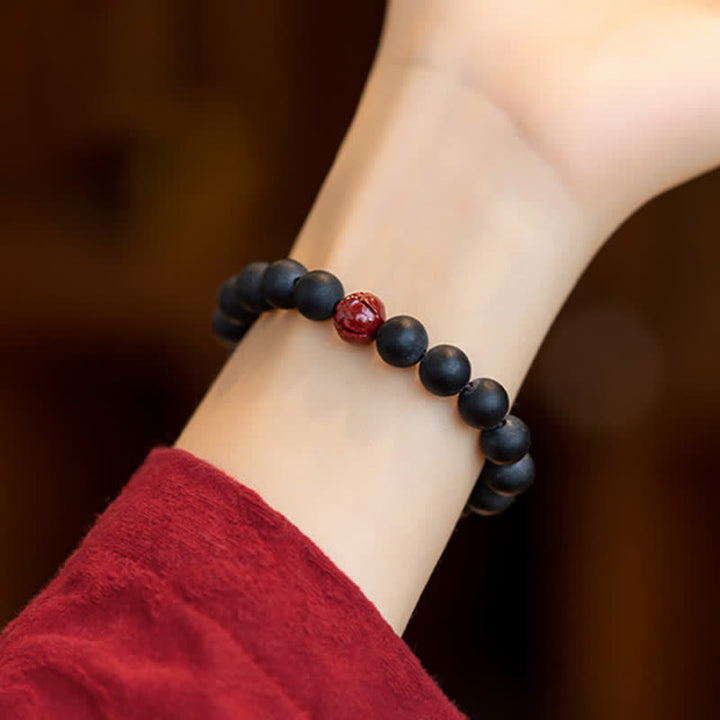 Buddha Stones Tibetan Cypress Cinnabar Lotus Healing Bracelet - image 3