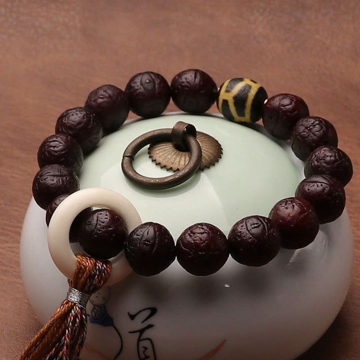 Buddha Stones Tibetan Bodhi Seed Agate Bead Luck Wealth Tassel Charm Wrist Mala - image 8