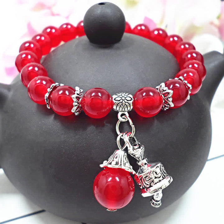 Buddha Stones Vintage Crystal Chalcedony Stone Energy Beaded Bell Charm Bracelet - image 17