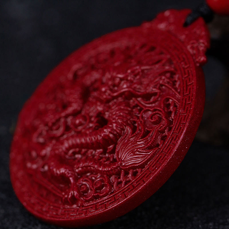 Buddha Stones Year of the Dragon Natural Cinnabar Dragon Protection Necklace Pendant - image 4