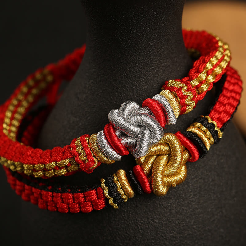 Buddha Stones Colorful Rope True Love Knot Luck Handmade Bracelet - image 2