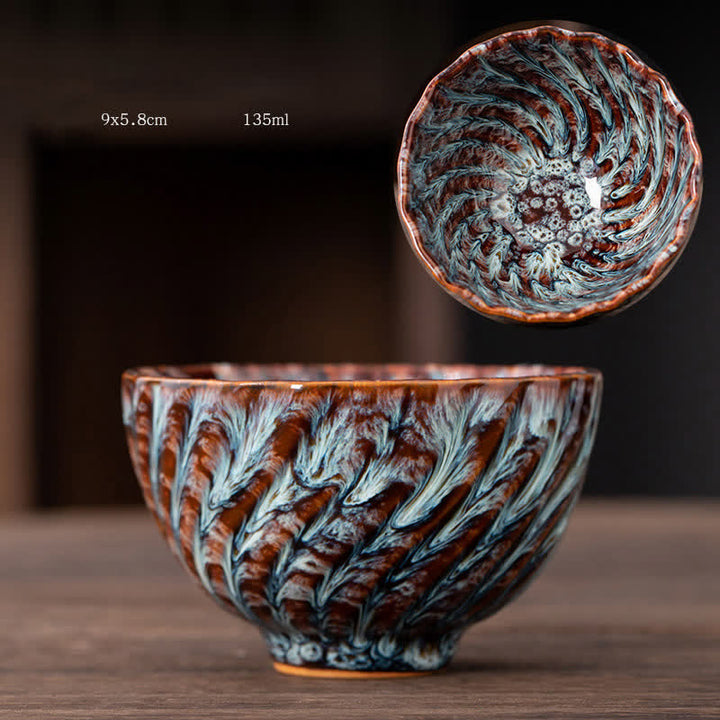 Buddha Stones Peach Blossom Pattern Ceramic Teacup Flower Tea Cups - RosyBrown - image 13