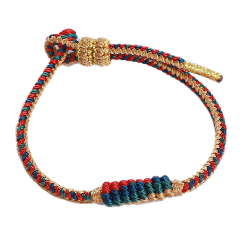 Buddha Stones Tibetan Handmade Eight Thread Peace Knot Prayer Wheel Braided Protection Bracelet - image 7