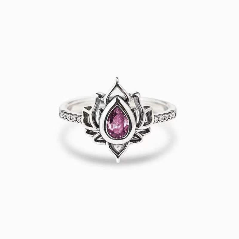 Buddha Stones 925 Sterling Silver Lotus Zircon Blessing Protection Ring - image 13
