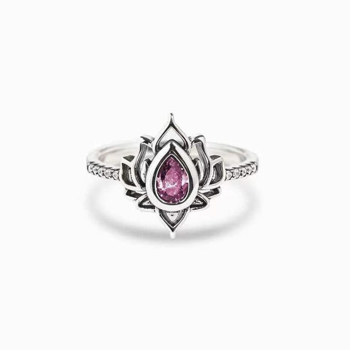 Buddha Stones 925 Sterling Silver Lotus Zircon Blessing Protection Ring - image 13