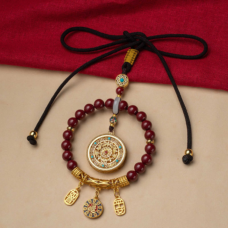 Buddha Stones Natural Cinnabar Wish Ruyi Peace Blessing Car Hanging Decoration - image 3