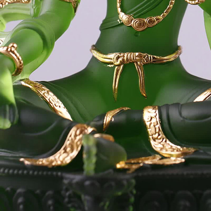 Buddha Stones Bodhisattva Green Tara Handmade Liuli Crystal Art Piece Protection Home Office Statue Decoration - image 11