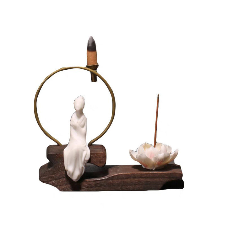 Buddha Stones Ceramic Lotus Healing Meditation Incense Burner Decoration - image 18