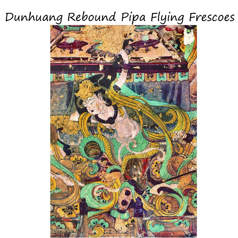 Buddha Stones Dunhuang Rebound Pipa Flying Frescoes 100% Mulberry Silk Scarf Premium Grade 6A Dunhuang Shawl - image 35