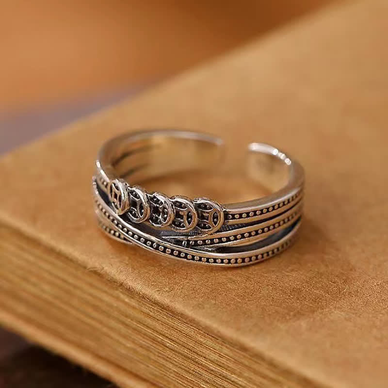 Buddha Stones Copper Coin Wealth Luck Ring - image 4
