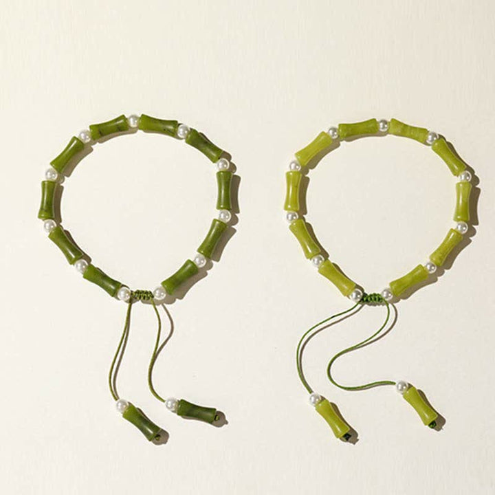 Buddha Stones Natural Peridot Bamboo Pattern Love Peace Bracelet - image 8