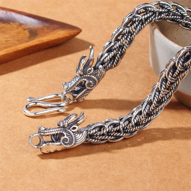 Buddha Stones 925 Sterling Silver Dragon Success Strength Bracelet Bangle - image 2
