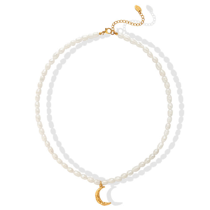 Pearl Crescent Moon Calm Necklace Pendant - image 9